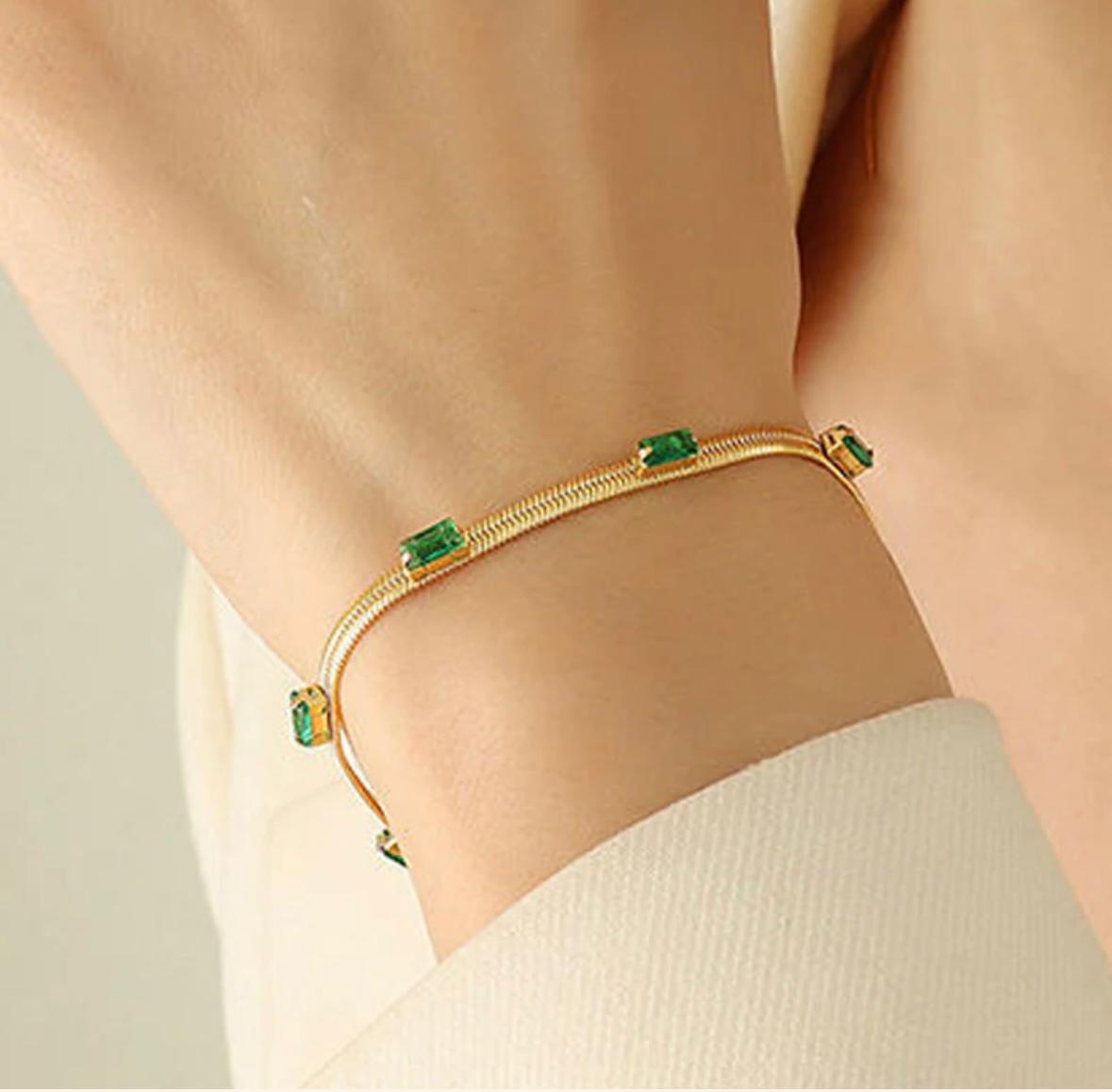 snake chain emerald bracelet