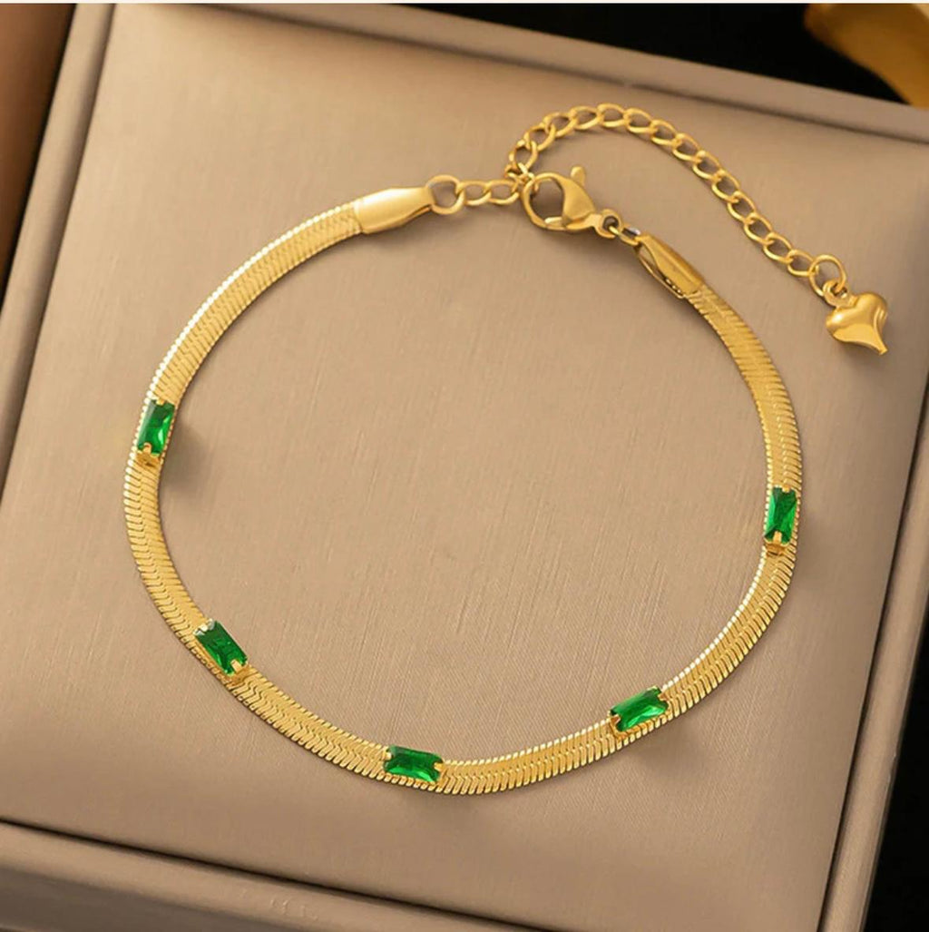 snake chain emerald bracelet