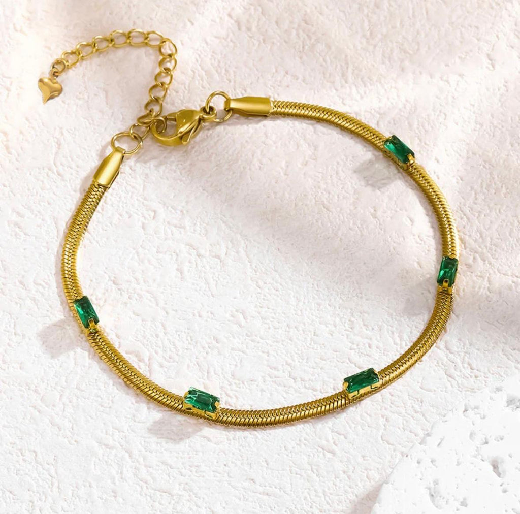 snake chain emerald bracelet