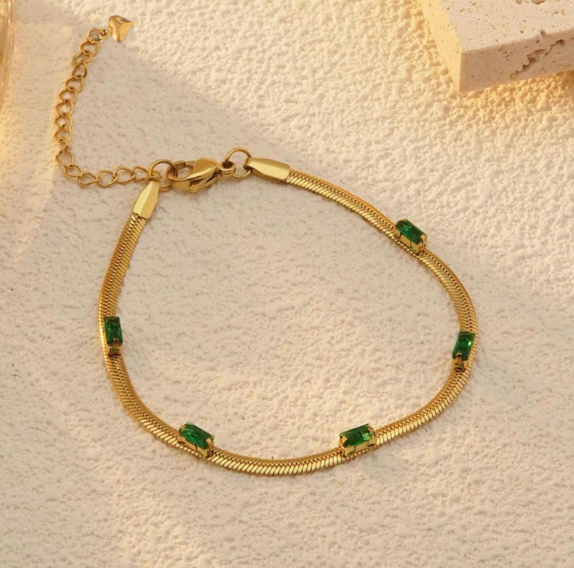 snake chain emerald bracelet