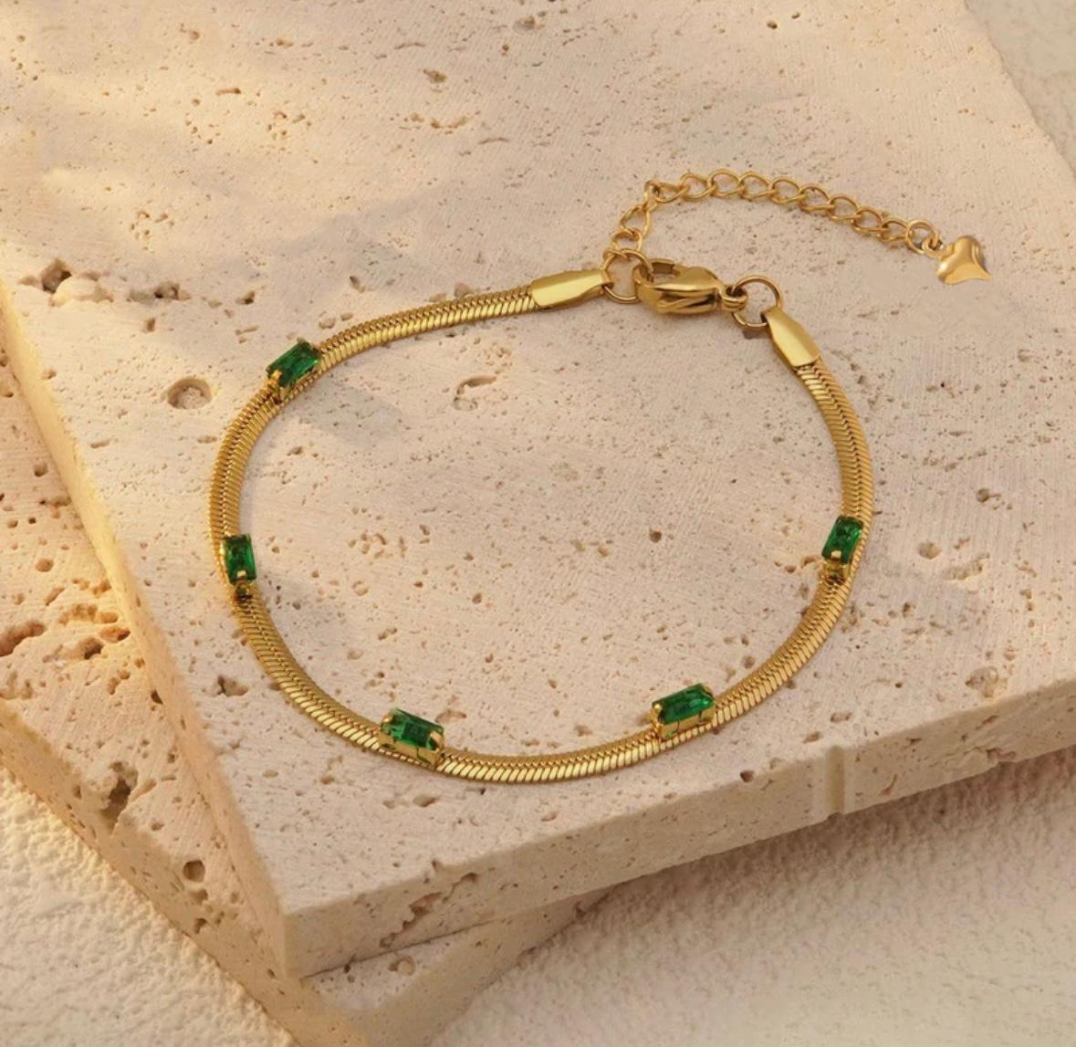 snake chain emerald bracelet