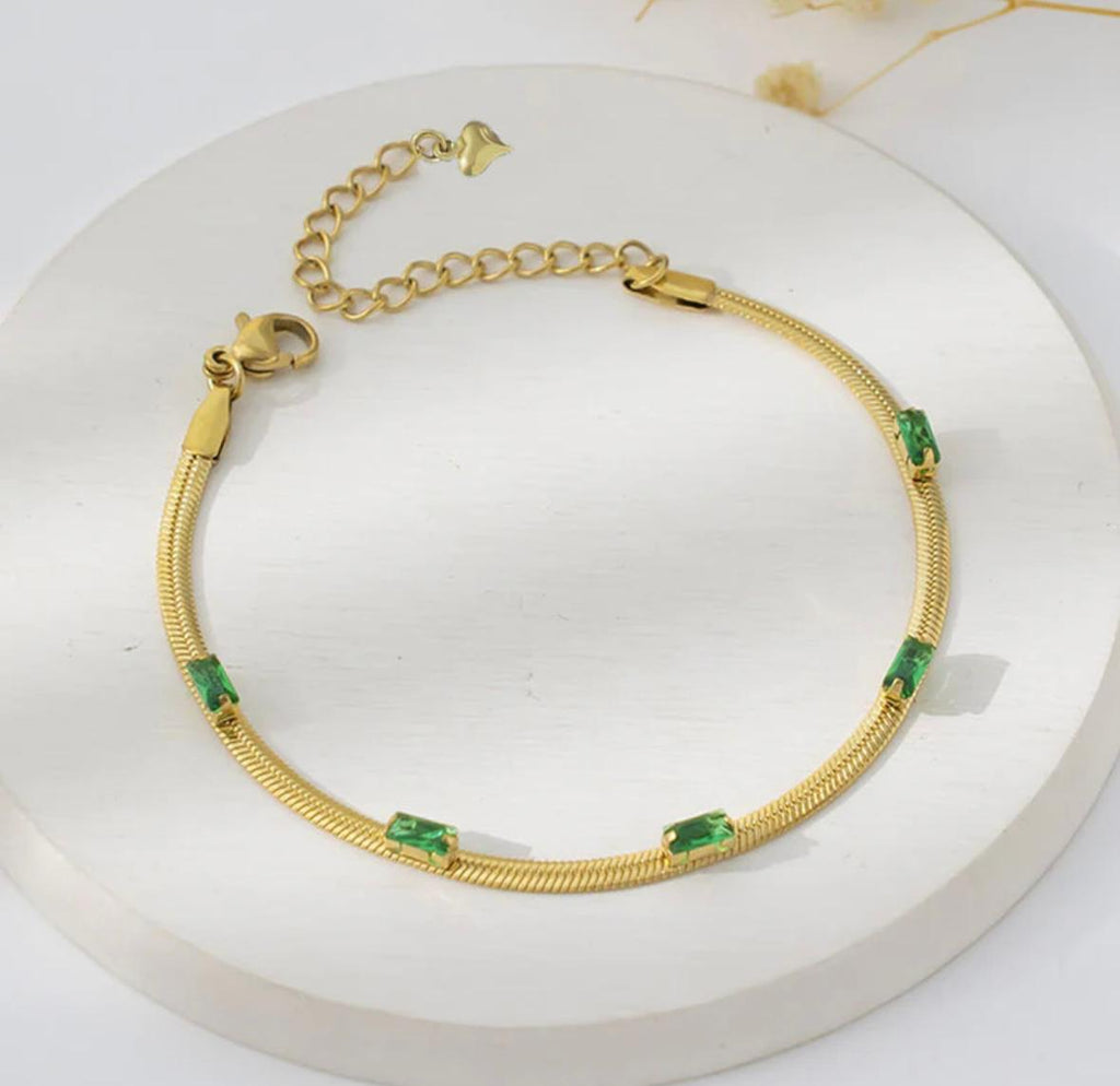 snake chain emerald bracelet