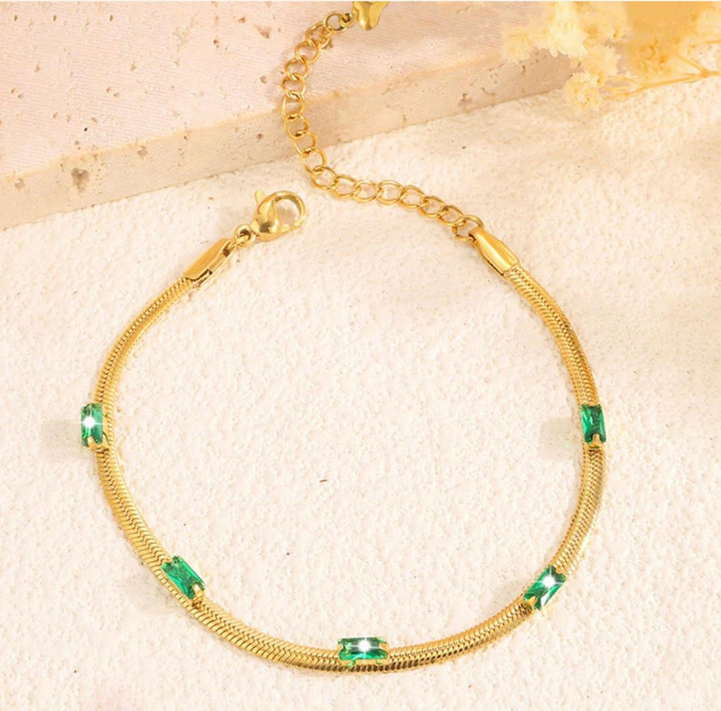snake chain emerald bracelet