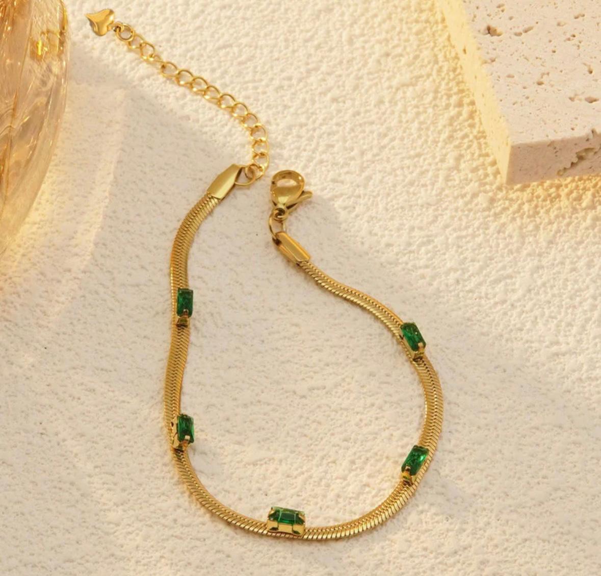snake chain emerald bracelet