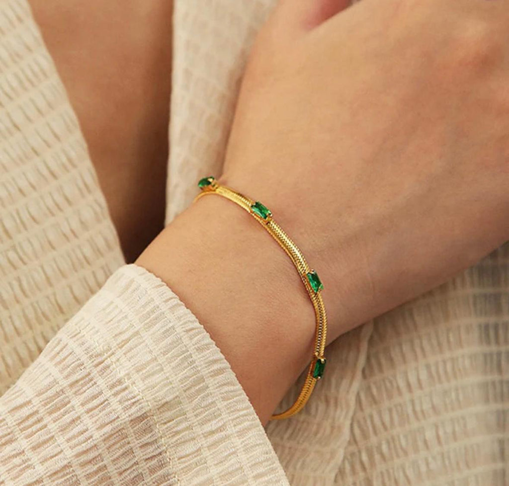 snake chain emerald bracelet
